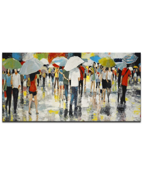 'Crowded Umbrellas' Abstract Canvas Wall Art, 18x36"