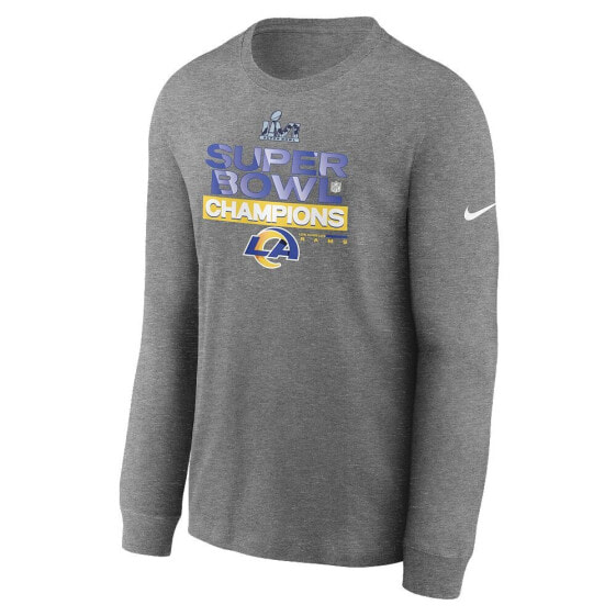 Men's Heather Charcoal Los Angeles Rams 2021 Super Bowl Champions Locker Room Trophy Collection Long Sleeve T-Shirt