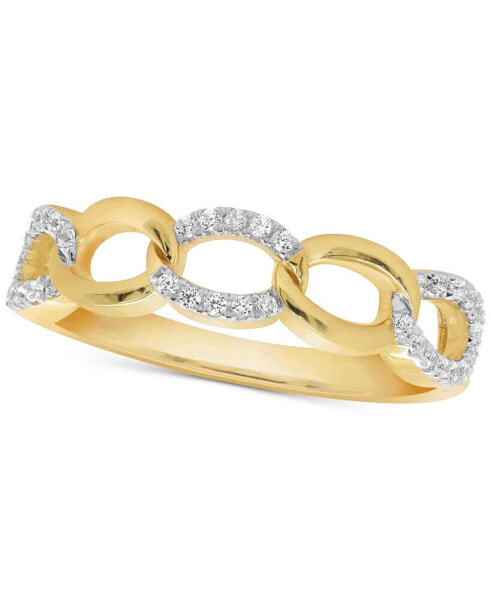 Diamond Link Statement Ring (1/4 ct. t.w.) in 14k Gold-Plated Sterling Silver