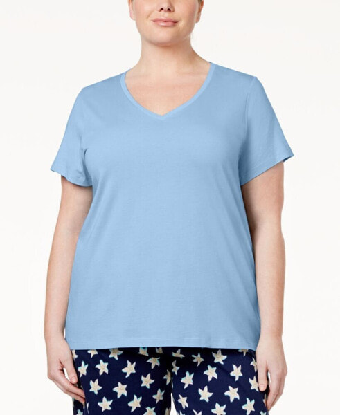 Womens Plus size Sleepwell Solid S/S V-Neck T-Shirt with Temperature Regulating Technology