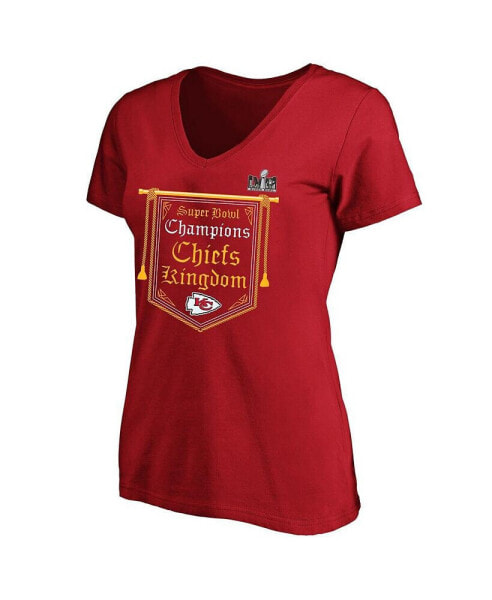 Women's Red Kansas City Chiefs Super Bowl LVIII Champions Plus Size On Top V-Neck T-shirt