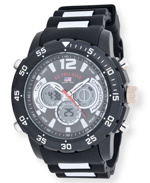 Часы и аксессуары U.S. Polo Assn Мужские часы черные с серебристым ремешком