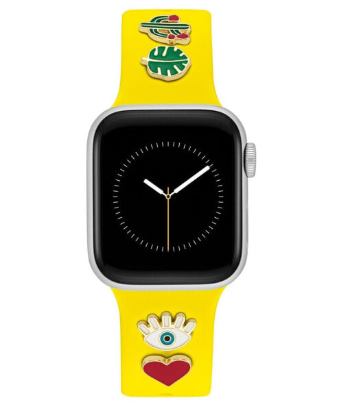 Women's Yellow Smooth Silicone Band with Band Candy Hope Charms Designed for 42/44/45/Ultra/Ultra2 Apple Watch