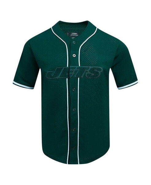 Men's Green New York Jets Triple Tonal Mesh Button-Up Shirt