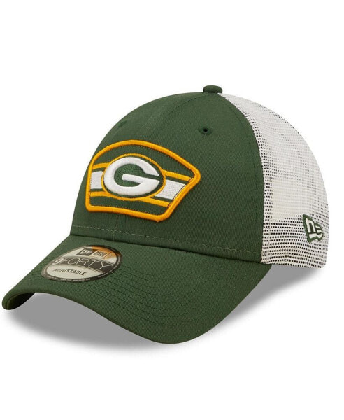 Men's Green, White Green Bay Packers Logo Patch Trucker 9FORTY Snapback Hat