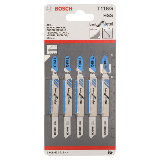 Bosch Stichsägeblatt T 118 G, Basic for Metal, 5er-Pack