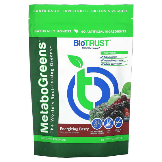 Витаминно-травяной зеленый продукт MetaboGreens, Energizing Berry, 9.2 унции (261 г) BioTRUST