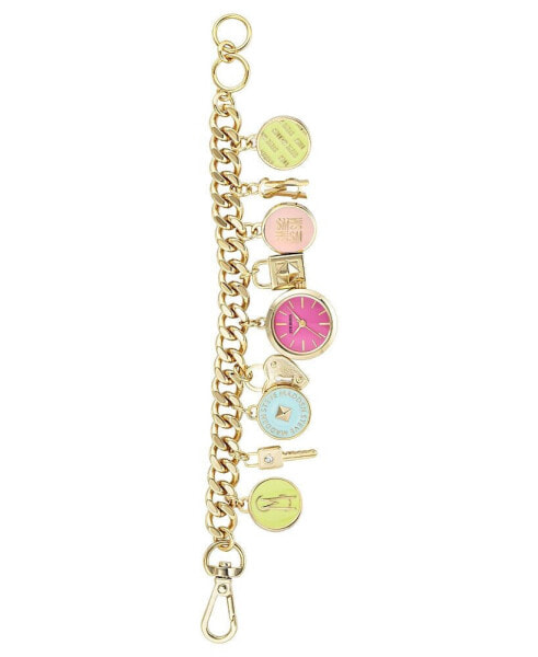 Women's Gold-Tone Charm Bracelet Watch, 22mm