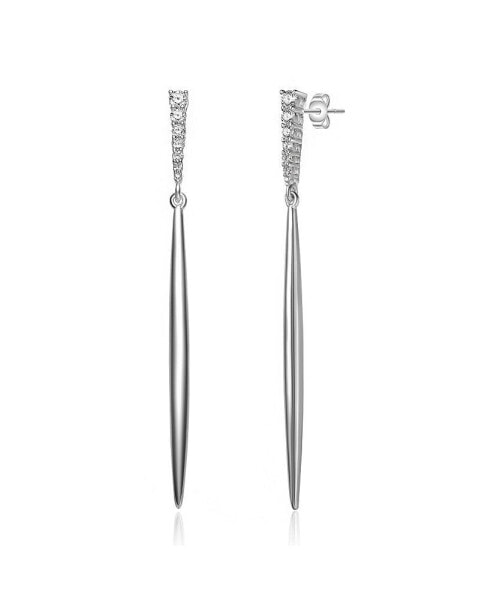 Sterling Silver Cubic Zirconia Icicle Spike Dangle Earrings