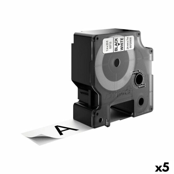 Ламинированная лента для маркировочных машин DYMO D1 53713 LabelManager™ 24 мм Чёрный Белый (5 шт)