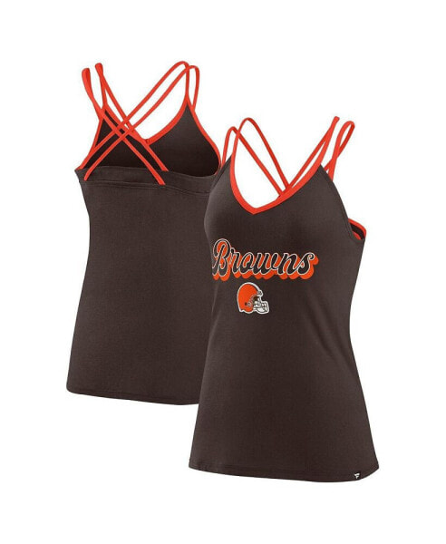 Women's Brown Cleveland Browns Go For It Strappy Crossback Tank Top