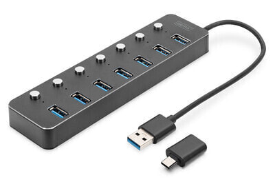 DIGITUS USB 3.0 Hub 7-Port schaltbar Aluminium