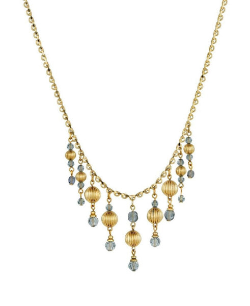 Gold-Tone Multi Bead Drop Necklace