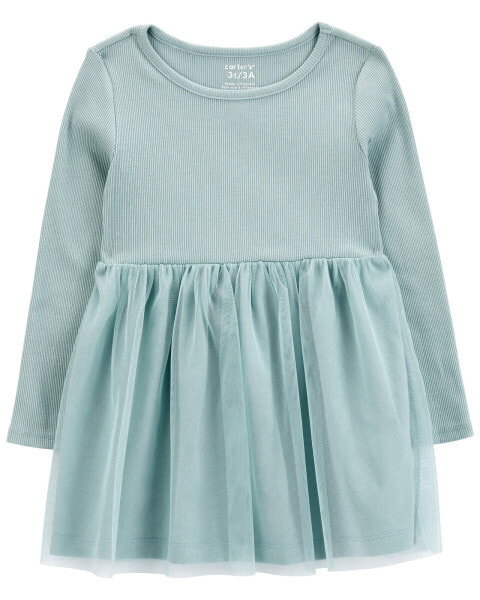 Toddler Tulle Long-Sleeve Jersey Dress 3T