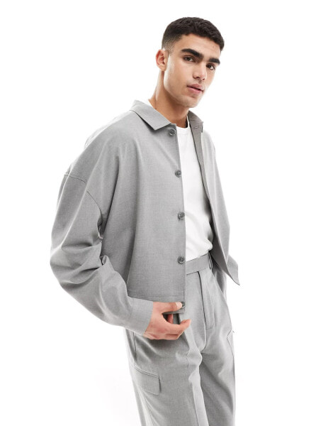 ASOS DESIGN smart co-ord oversized trucker jacket in grey