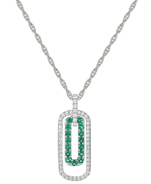 Macy's lab-Grown Sapphire (1/3 ct. t.w.) & Lab-Grown White Sapphire (1/4 ct. t.w.) 18" Pendant Necklace in Sterling Silver (Also in Lab-Grown Emerald & Lab-Grown Ruby)