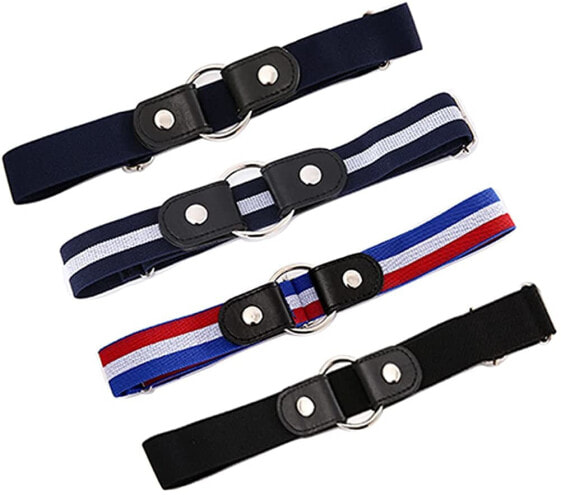 4 Pieces Elastic Belt Without Buckle Invisible Belt for Men / Women - Buckle-Free Stretch Elastic Belt for Jeans Trousers Dress Adjustable Unisex No Buckle Buckless Belt