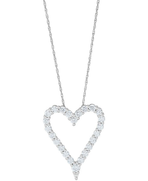 Lab Grown Diamond Heart Pendant Necklace (2 ct. t.w.) in 14k White Gold, 16" + 2" extender