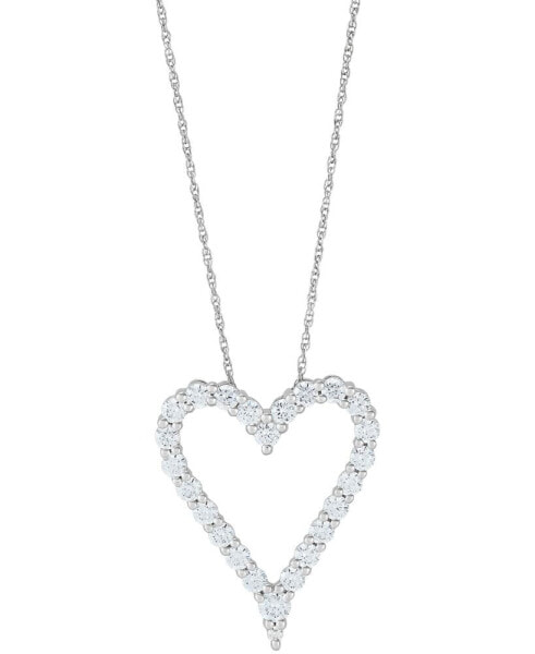 Grown With Love lab Grown Diamond Heart Pendant Necklace (2 ct. t.w.) in 14k White Gold, 16" + 2" extender