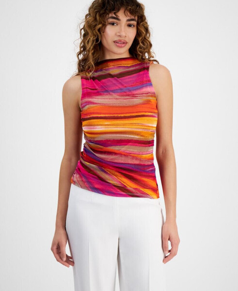 Women's Sunset-Striped Sleeveless High-Neck Top, Created for Macy's