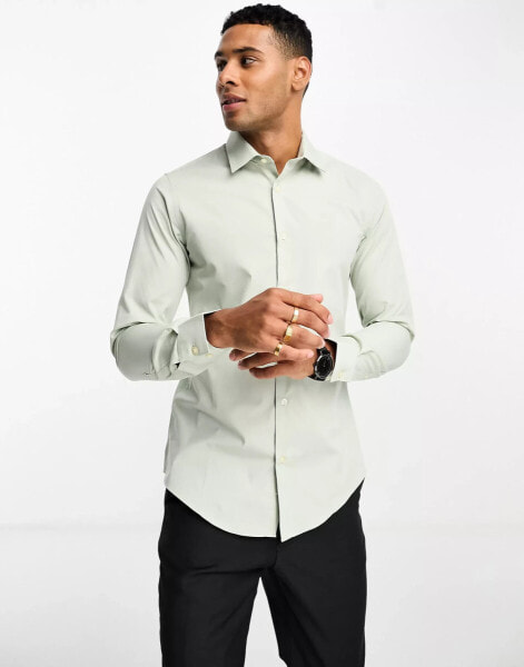 French Connection skinny smart shirt in sage