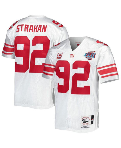 Men's Michael Strahan White New York Giants Super Bowl XLII Authentic Throwback Retired Player Jersey