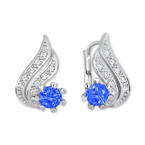 Beautiful earrings in white gold with blue zircons 239 001 00529 0700600