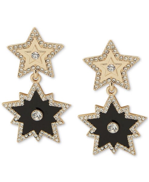 Gold-Tone Pavé & Jet Star Drop Earrings