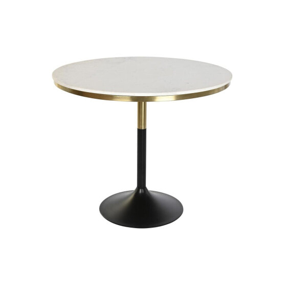 Обеденный стол DKD Home Decor 93 x 93 x 79,5 cm Чёрный Позолоченный Металл Белый Мрамор