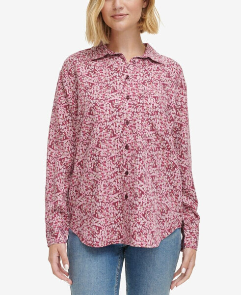Women's Pointillism Button-Front Shirt