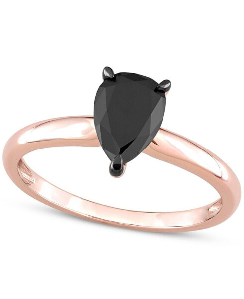 Black Diamond Pear Solitaire Engagement Ring (1 ct. t.w.) in 14k Gold