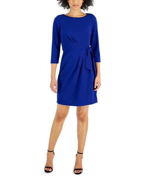 Petite 3/4-Sleeve Tie-Waist Dress