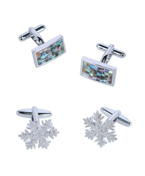 Cufflink Holiday Pack Snowflake and Mother of Pearl Set