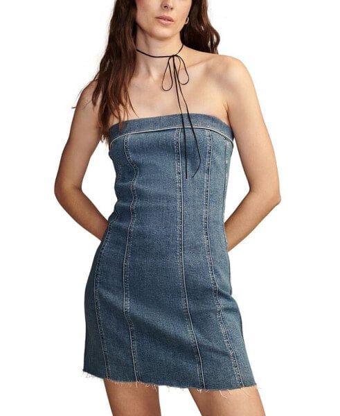Women's Strapless Denim Bodycon Mini Dress