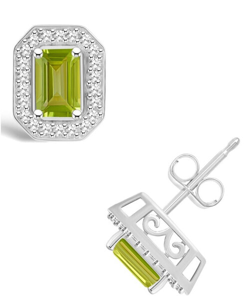 Серьги Macy's Peridot & Diamond Studs