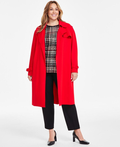 Plus Size Classic Belted Trench Coat