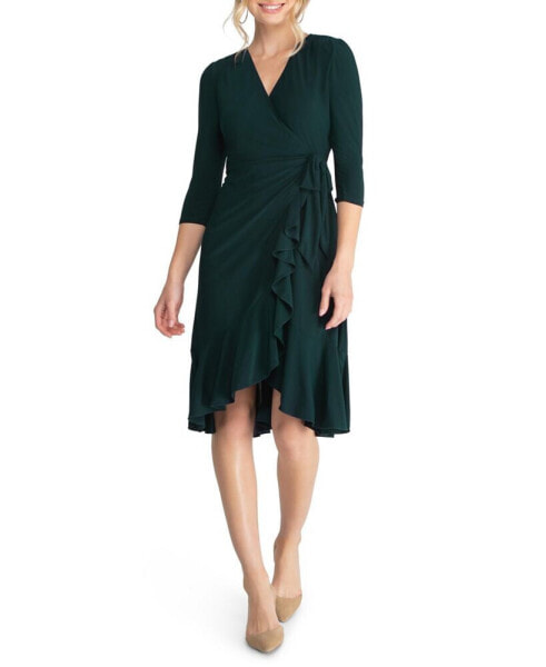 Women's Whimsy Ruffled Knee Length Wrap Dress