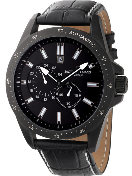Наручные часы Abingdon Co. women's Amelia Swiss GMT Black Leather Strap Watch 40mm.