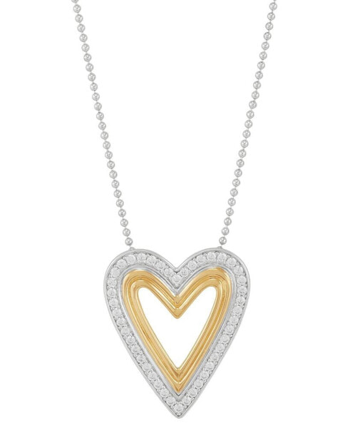 Macy's cubic Zirconia Heart 18" Pendant Necklace in Sterling Silver & 14k Gold-Plate