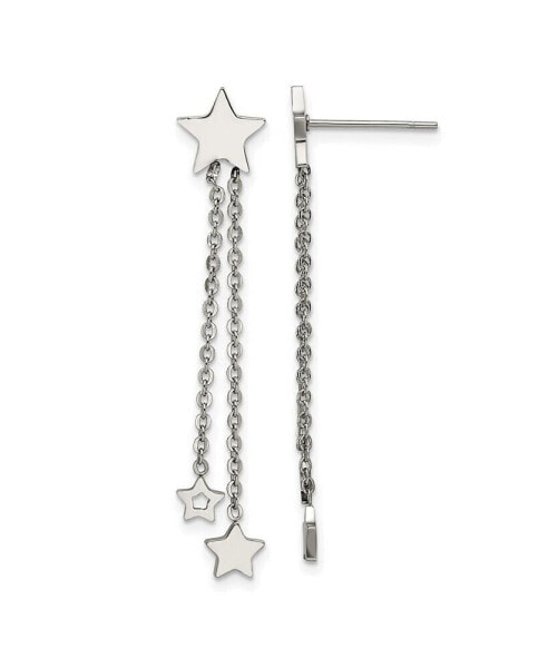 Stainless Steel Polished Stars Dangle Earrings