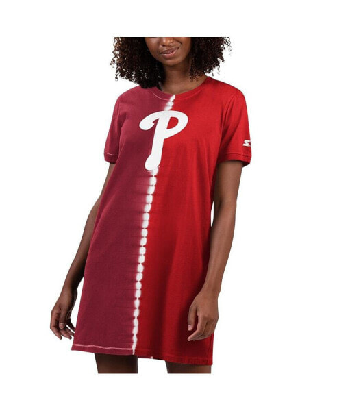 Women's Red, Burgundy Philadelphia Phillies Ace Tie-Dye Sneaker Dress