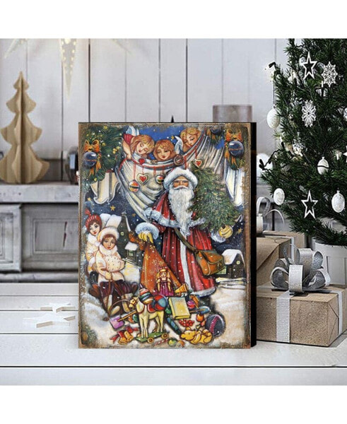 Vintage-Like Gift Giver Santa by G. DeBrekht Handcrafted Wall and Home Decor