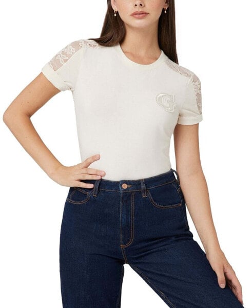 Women's Lace Back Short-Sleeve T-Shirt