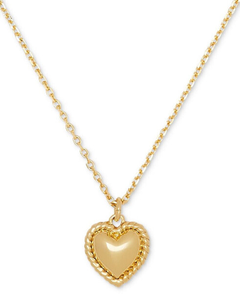 kate spade new york twisted Frame Heart Pendant Necklace, 16" + 3" extender