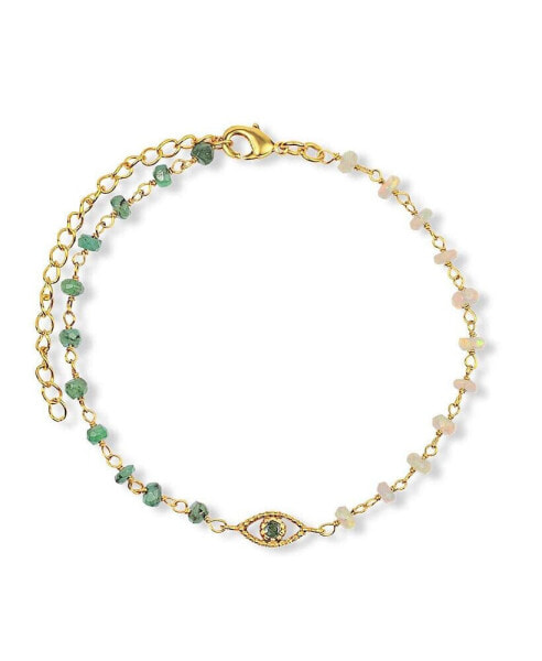 Soothing Oasis - Opal Emerald Evil Eye Charm Bracelet