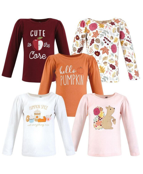 Baby Girls Long Sleeve T-Shirts, Fall Pumpkin Spice