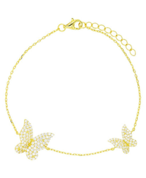 Butterfly Anklet in 14K Gold Plated or Sterling Silver