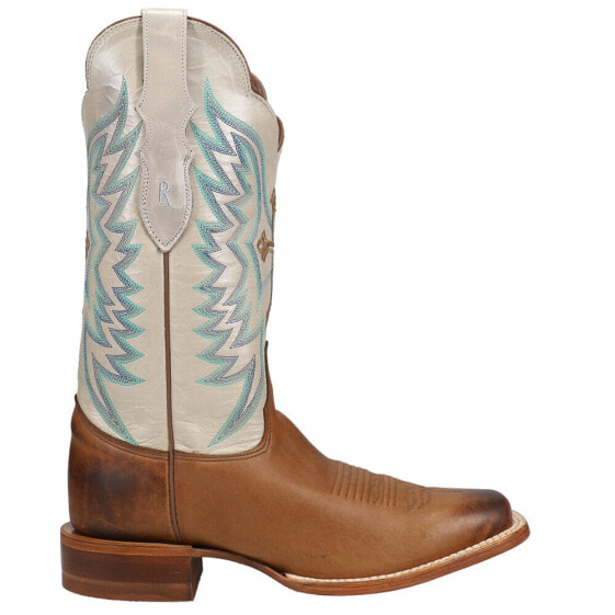 Justin Boots Silky Tan Embroidery Square Toe Cowboy Womens Brown Casual Boots R