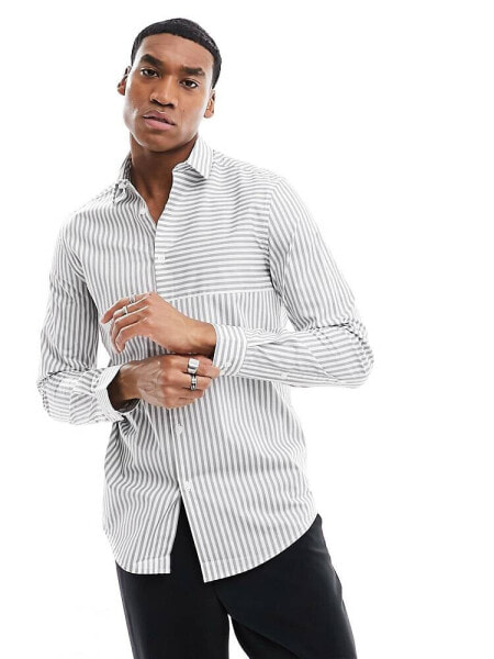 ASOS DESIGN stripe shirt in grey