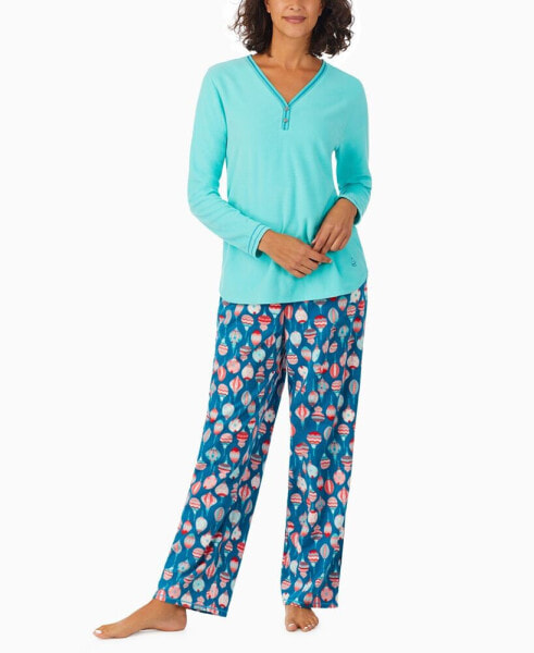 Women's 2-Pc. Fleece Long-Sleeve Printed Pajamas Set